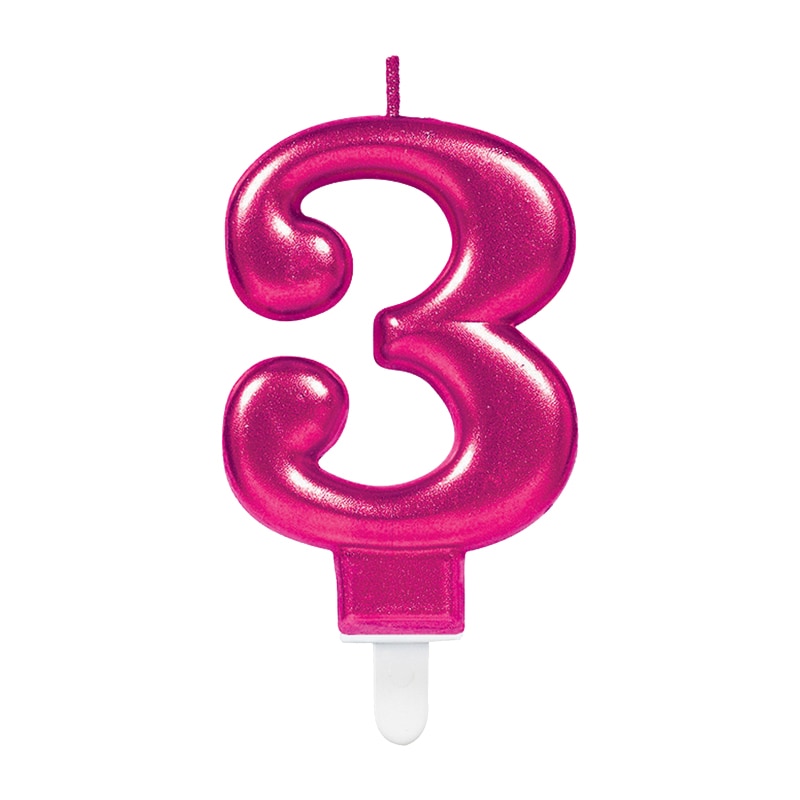 Taartkaarsjes in metallic roze 0-9