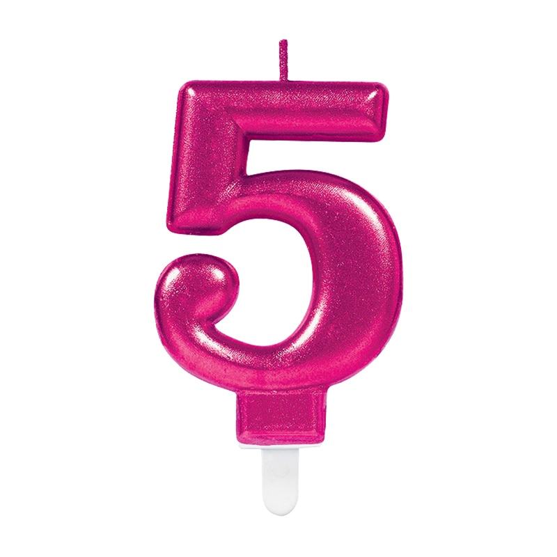 Taartkaarsjes in metallic roze 0-9