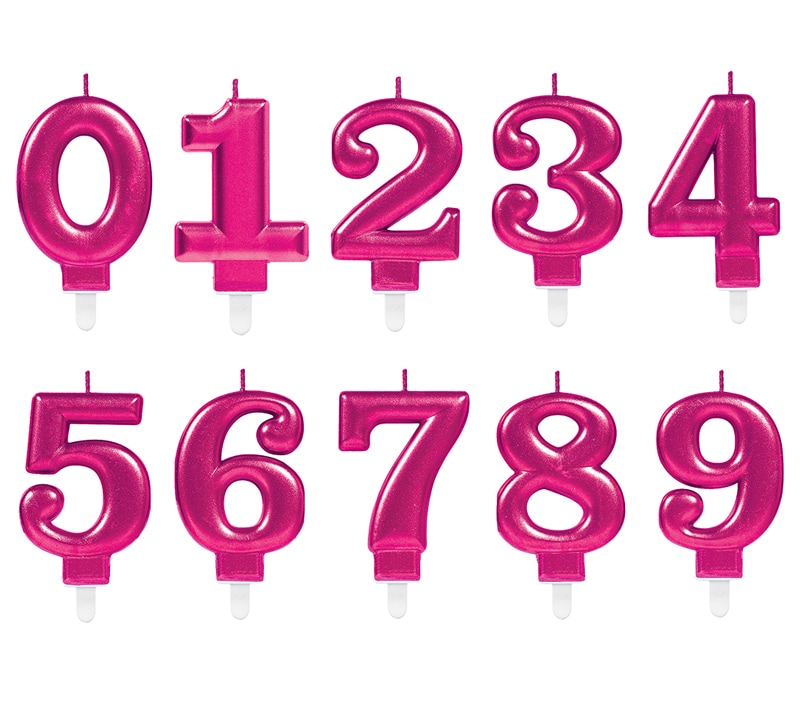 Taartkaarsjes in metallic roze 0-9