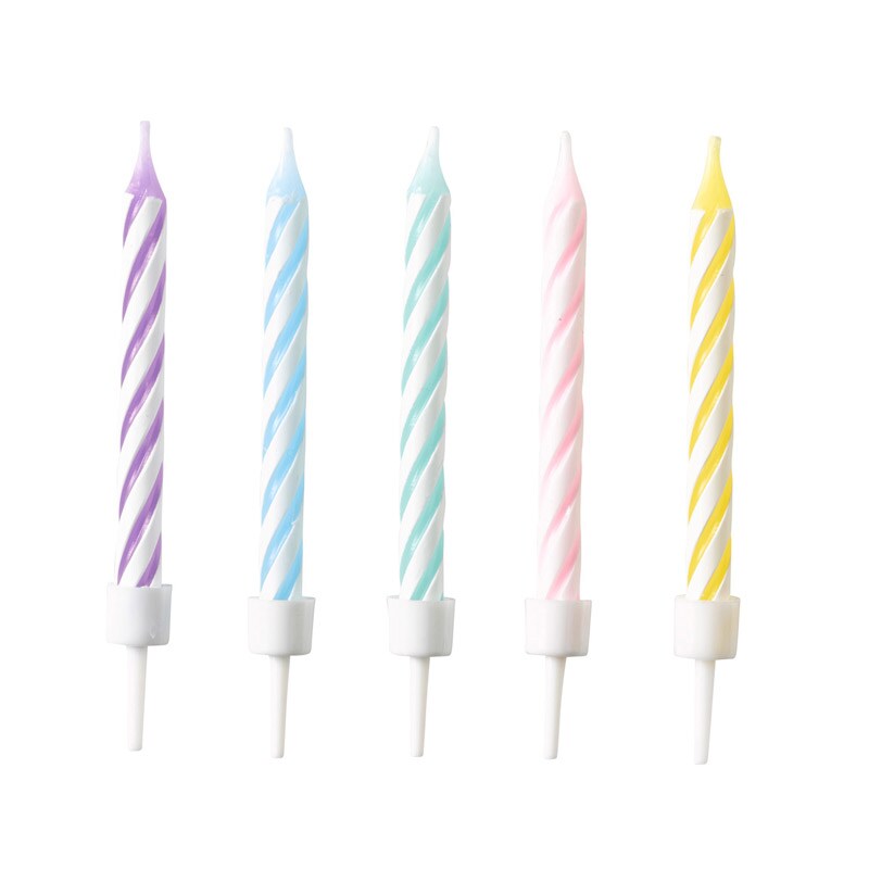 Taartkaarsjes in pastelkleuren 10 stuks