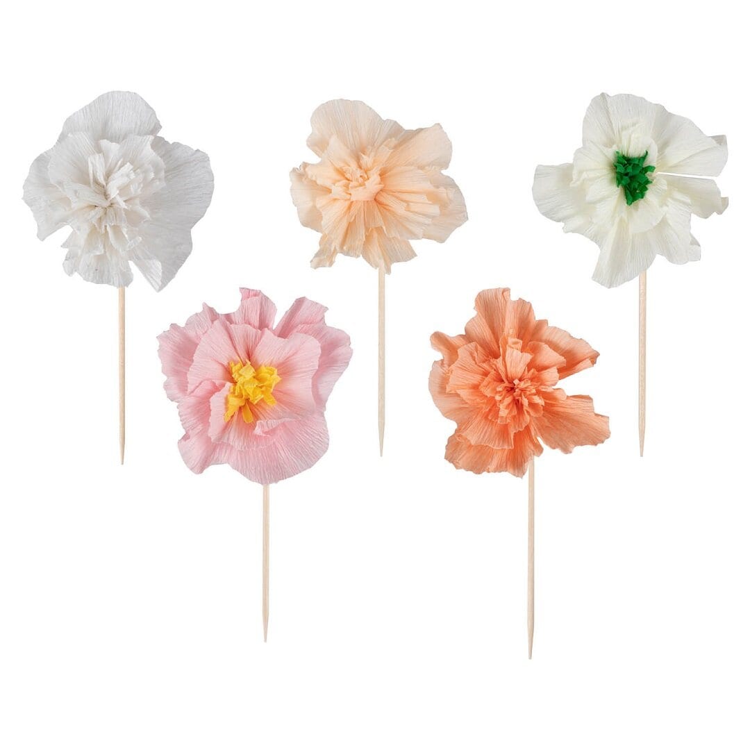 Roze Bloemen - Caketoppers Bloemen 12 stuks