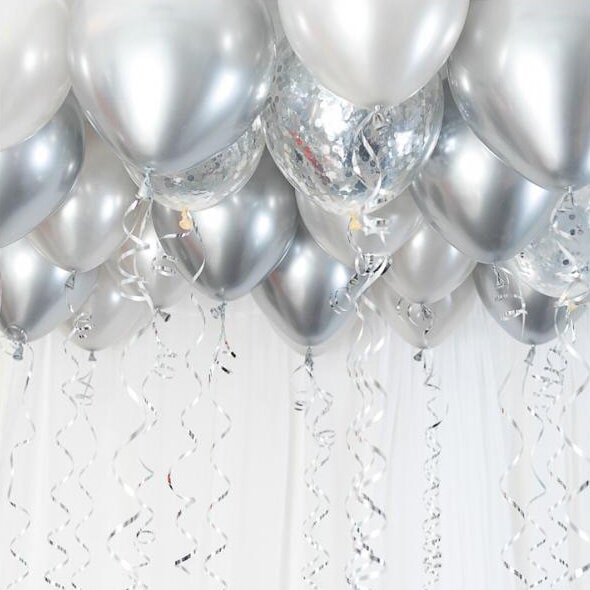 Ballonset voor plafond - Zilver/Chroom