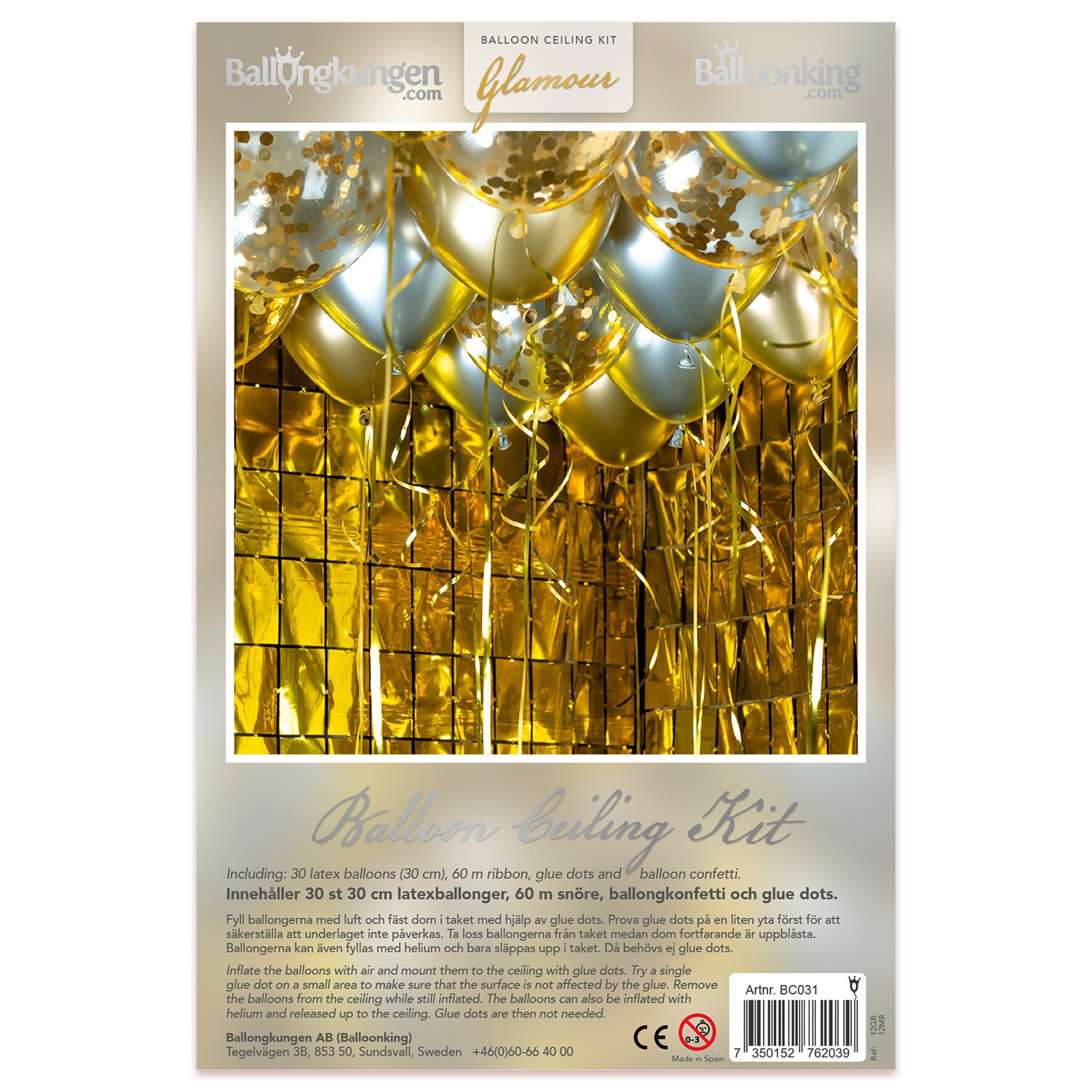 Ballonset voor plafond - Goud Glamour