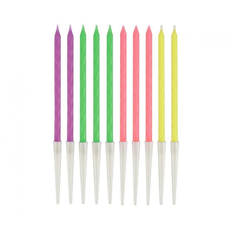 Taartkaarsen Neon 10 stuks