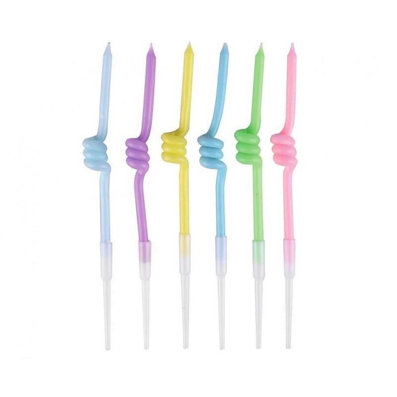 Taartkaarsen Pastel Spiraal 6 stuks