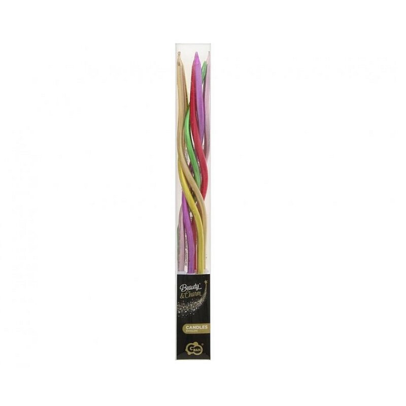 Taartkaars - Golvende Metallic 6 stuks