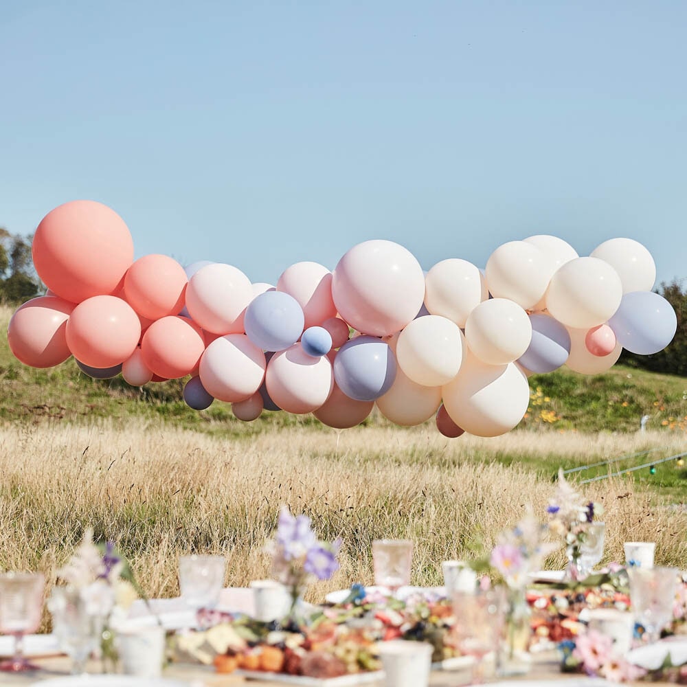 DIY Ballonnenboog - Pastelroze, Perzik en Pastelblauw