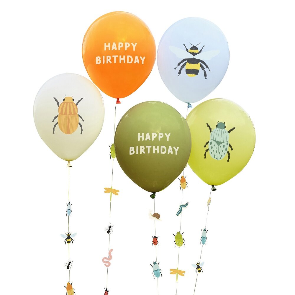 Bug Party - Ballonnen met ballonstaarten 5 stuks