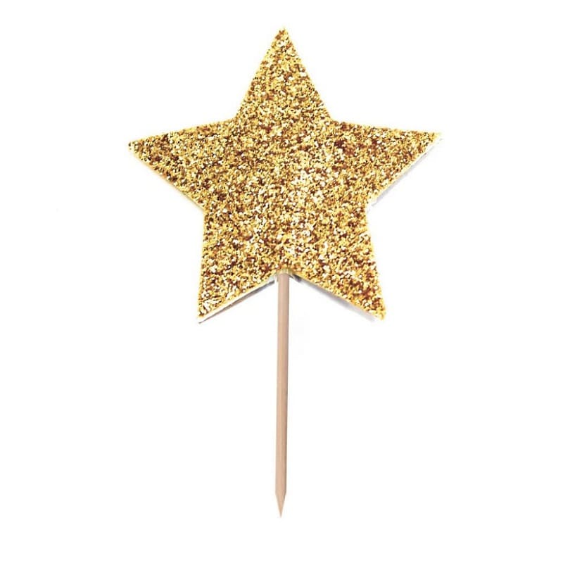 Cake Toppers - Goudglinsterende sterren 12 stuks