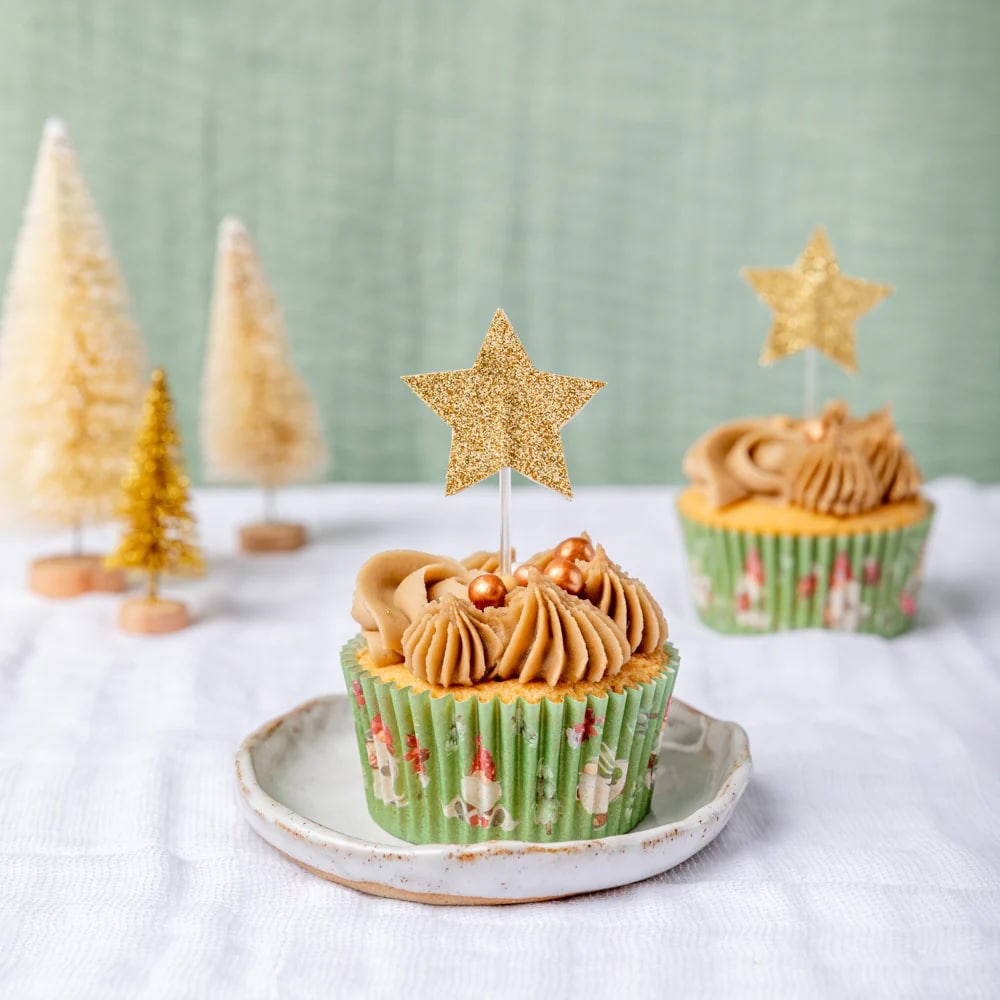 Cake Toppers - Goudglinsterende sterren 12 stuks
