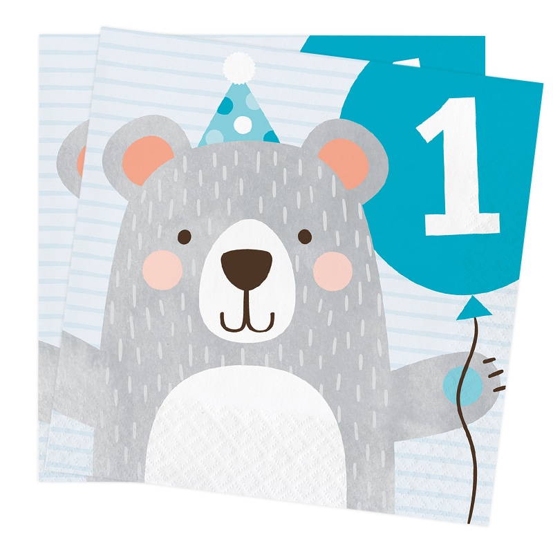 Birthday Bear - Servetten 1 jaar 16 stuks