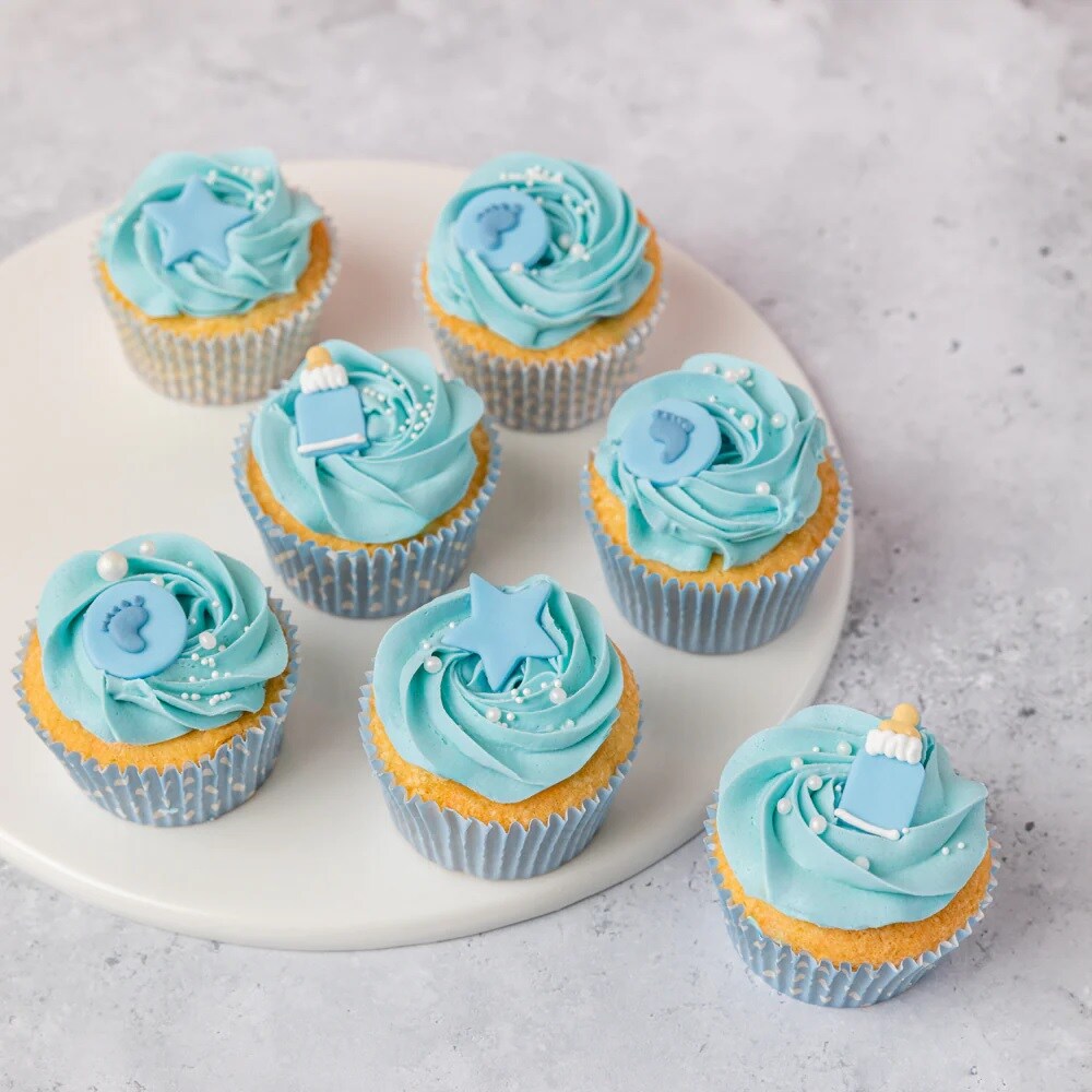 Suikerdecoraties - Sterren blauw/lichtblauw/wit 9 stuks