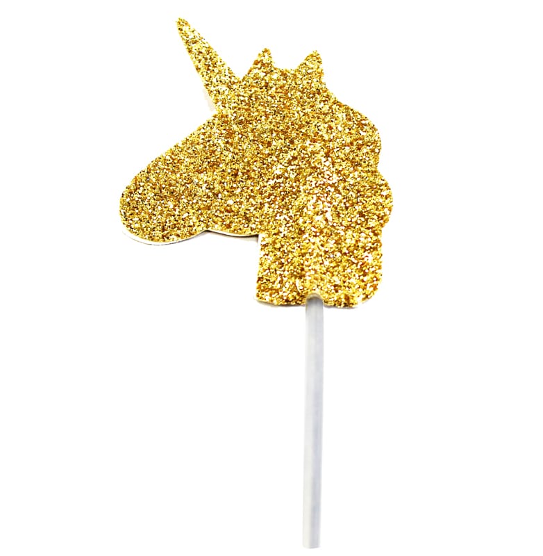 Cake Toppers - Gouden Glitter Eenhoorns 12 stuks