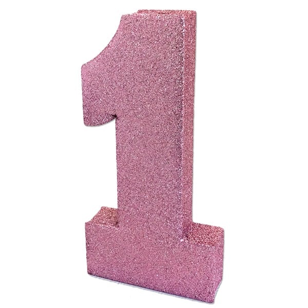 Tafeldecoratie 1 jaar roze glitter