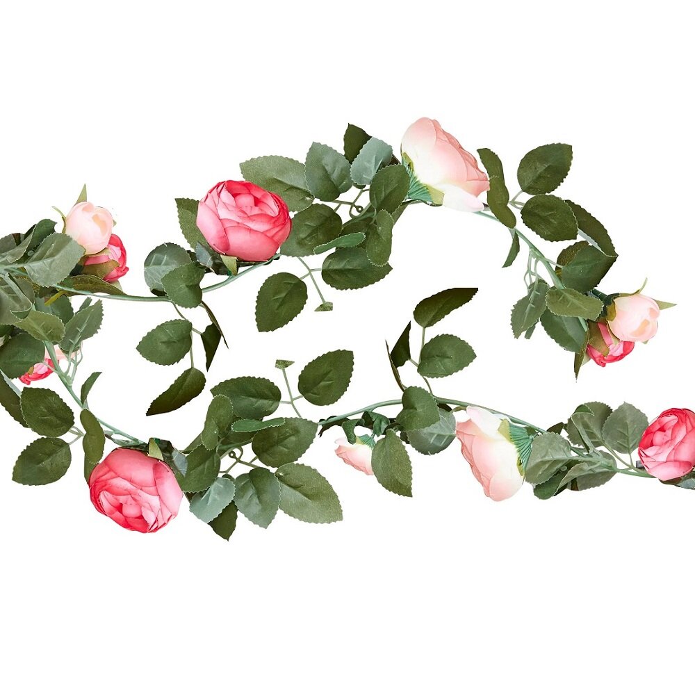 Bloemenslinger van kunststof met roze bloemen 2 meter