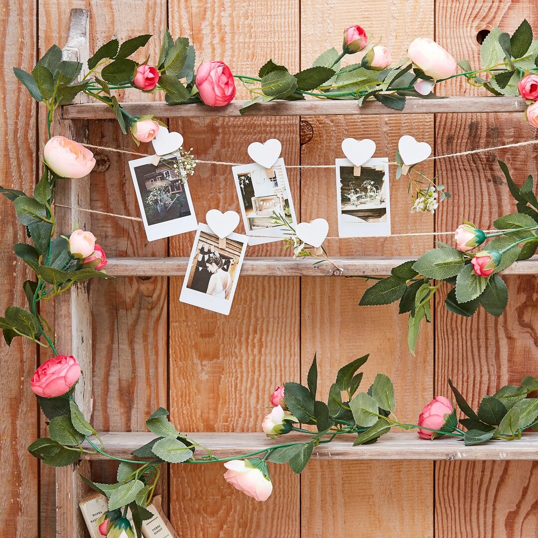 Bloemenslinger van kunststof met roze bloemen 2 meter