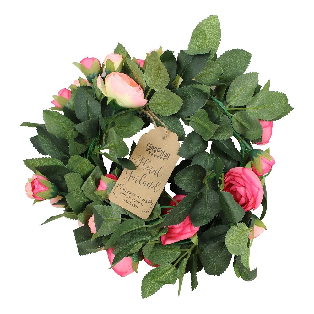 Bloemenslinger van kunststof met roze bloemen 2 meter