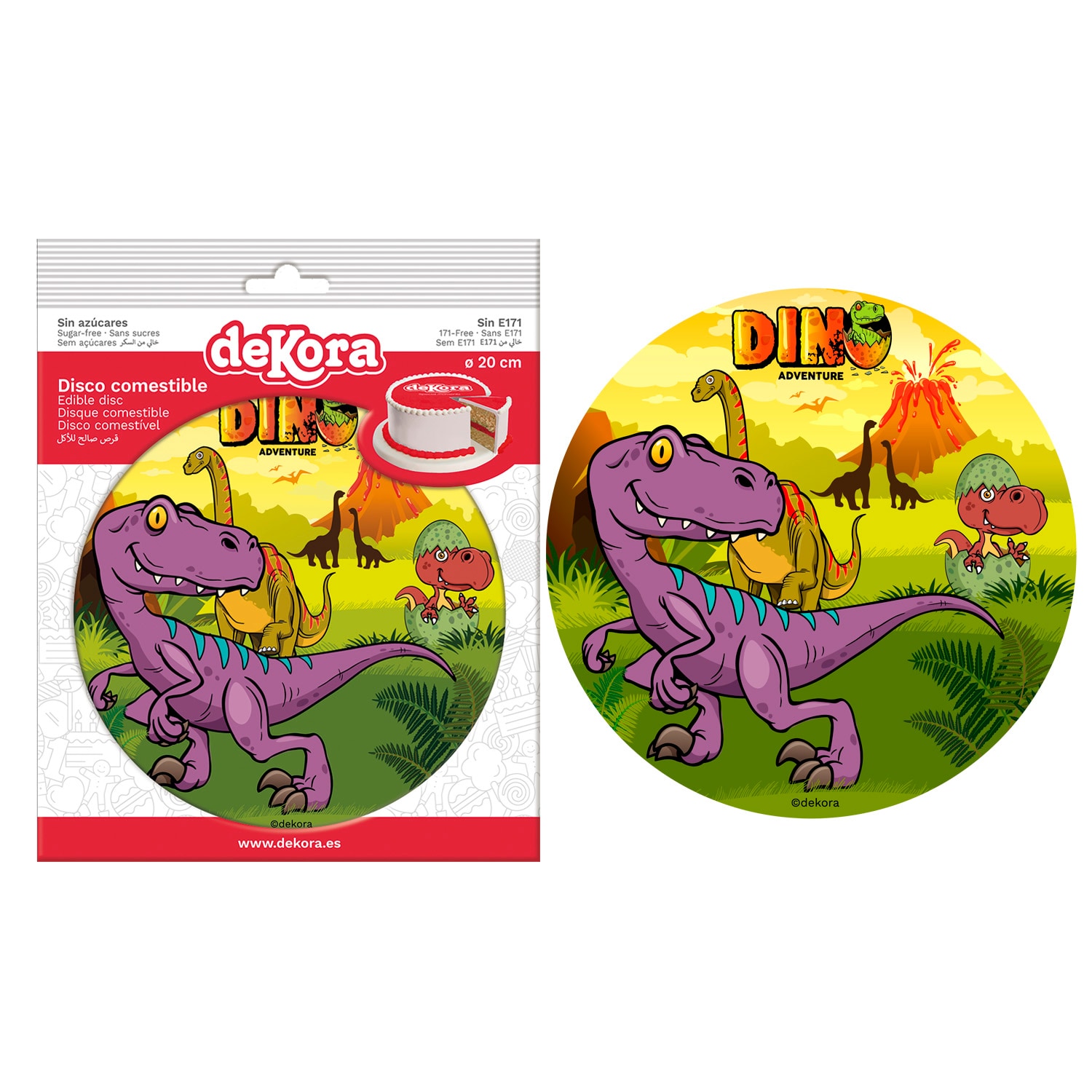 Taartprint Dinosaurus - Fondant 20 cm