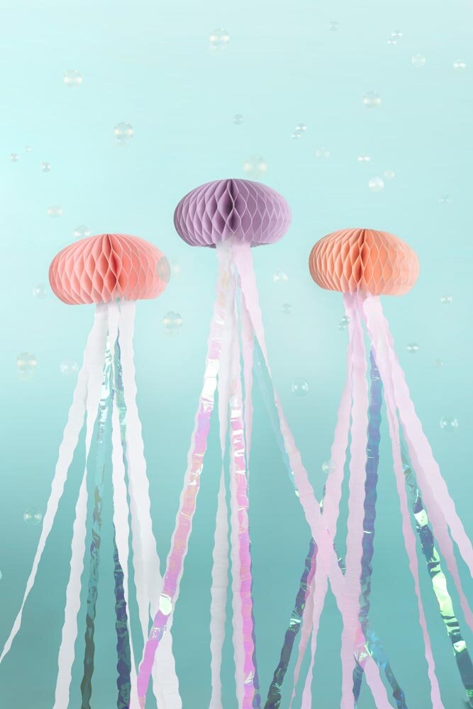 Honeycomb decoratie Kwallen, 3 stuks