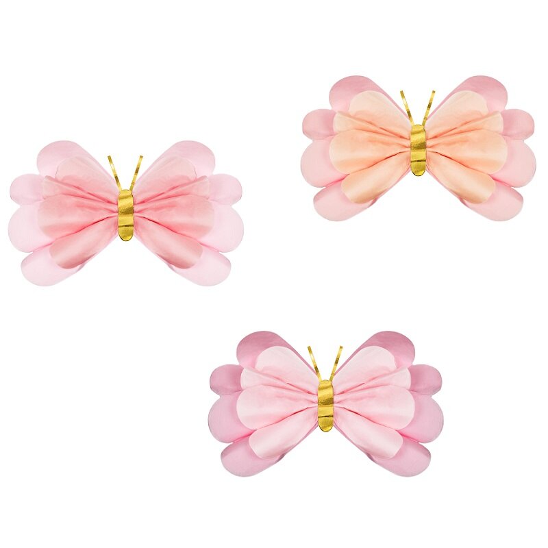 Vlinderdecoraties van zijdepapier 40-50 cm 3-pack