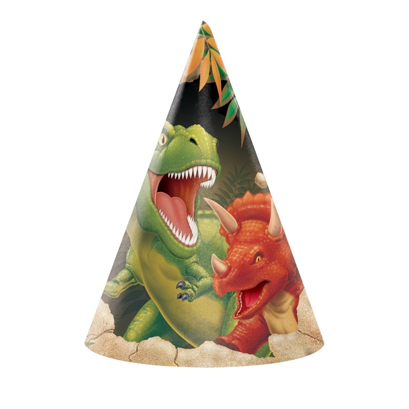 Dinosaur Adventure - Feesthoedjes 8 stuks