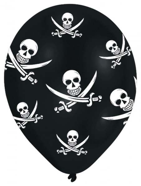 Ballonnen Schedels Jolly Roger 6 stuks