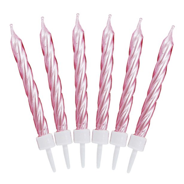 Roze parelmoer taartkarjes met spiraalvorm 12 stuks