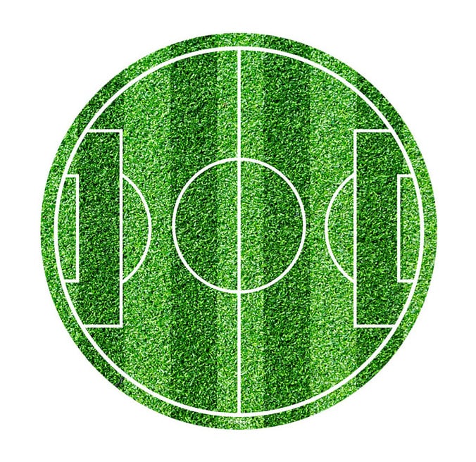 Taartprint Rond Voetbalveld - Fondant 16 cm