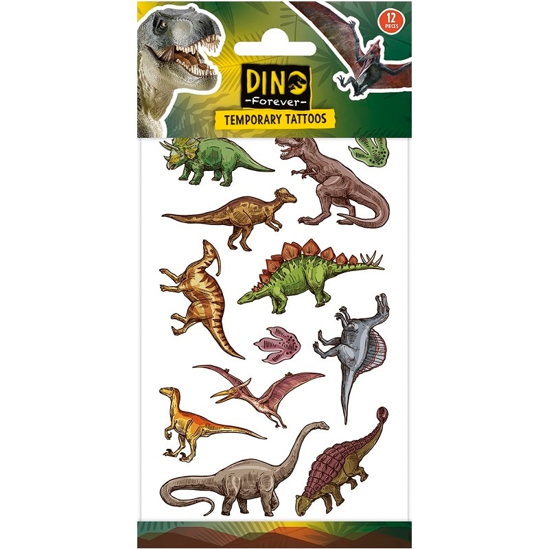 Dinosaurus - Neptattoos voor kinderen 12 stuks