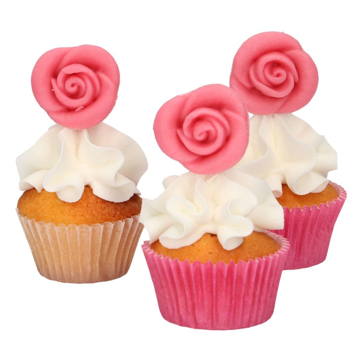 FunCakes - Marsepein Decoratie Rozen Roze 6 stuks