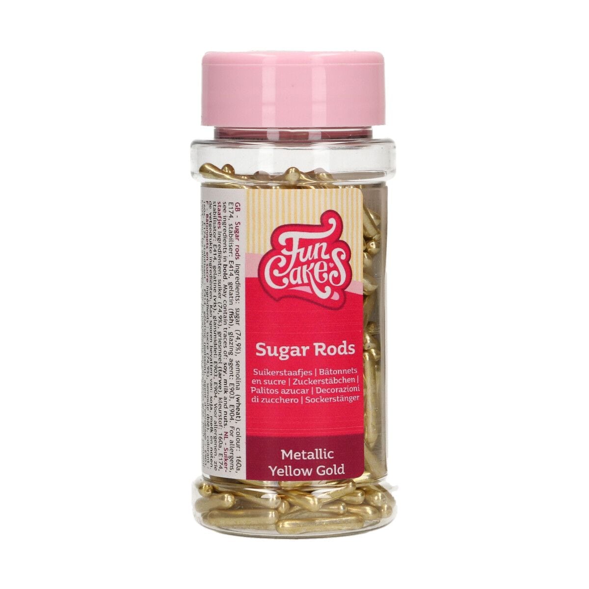 FunCakes - Metallic Sugar Rods Geel Goud 70 g