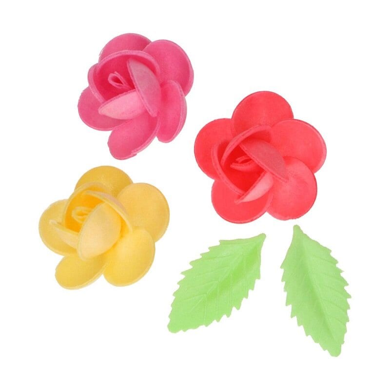 FunCakes - Eetbare Oblaatbloemen, Frangipani met bladeren 15 stuks