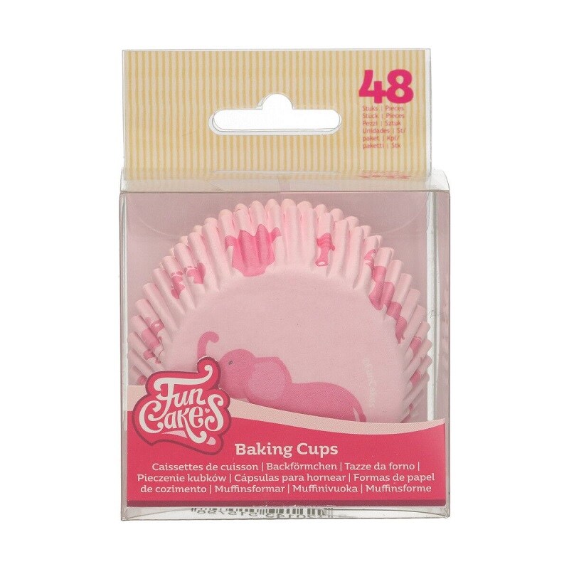 FunCakes - Muffinvormpjes Olifant Roze 48 stuks