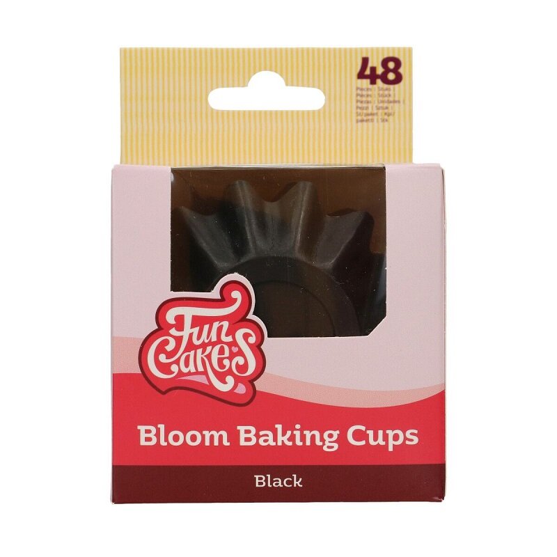 FunCakes - Muffinvormpjes Bloemvormig Zwart 48-pack