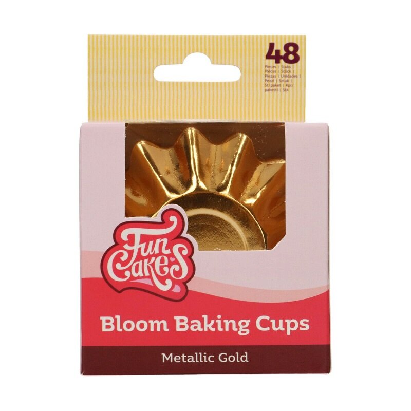 FunCakes - Muffinvormpjes Bloemvormig Goud 48-pack