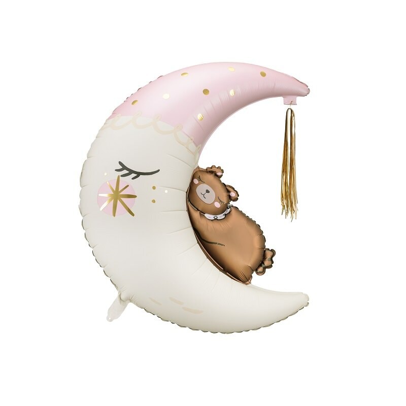 Folieballon - Maansikkel met teddybeer 80 x 98 cm