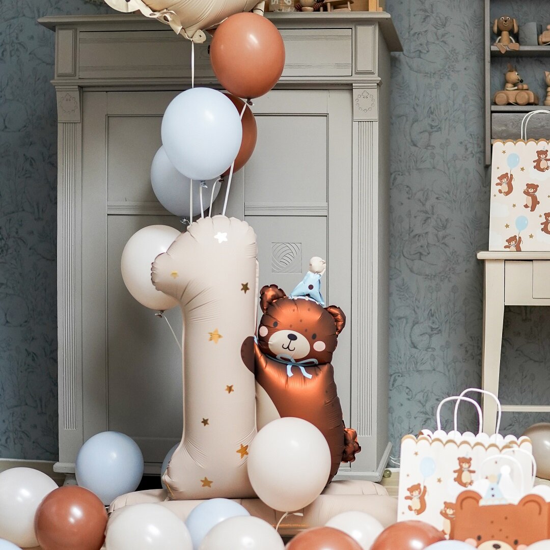 Teddybeer - Folieballon 1 jaar verjaardag 81 cm
