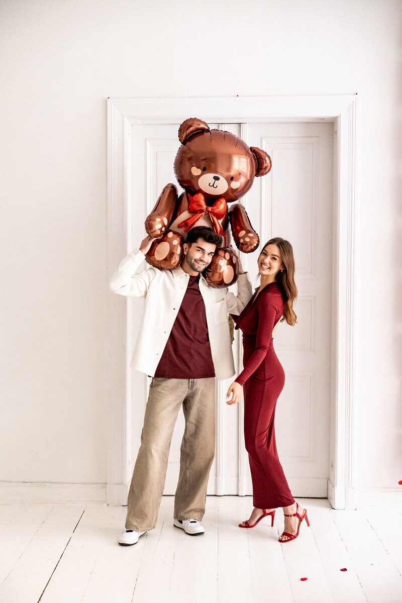 Staande folieballon Teddybeer 88 cm