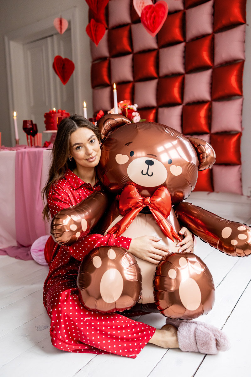 Staande folieballon Teddybeer 88 cm