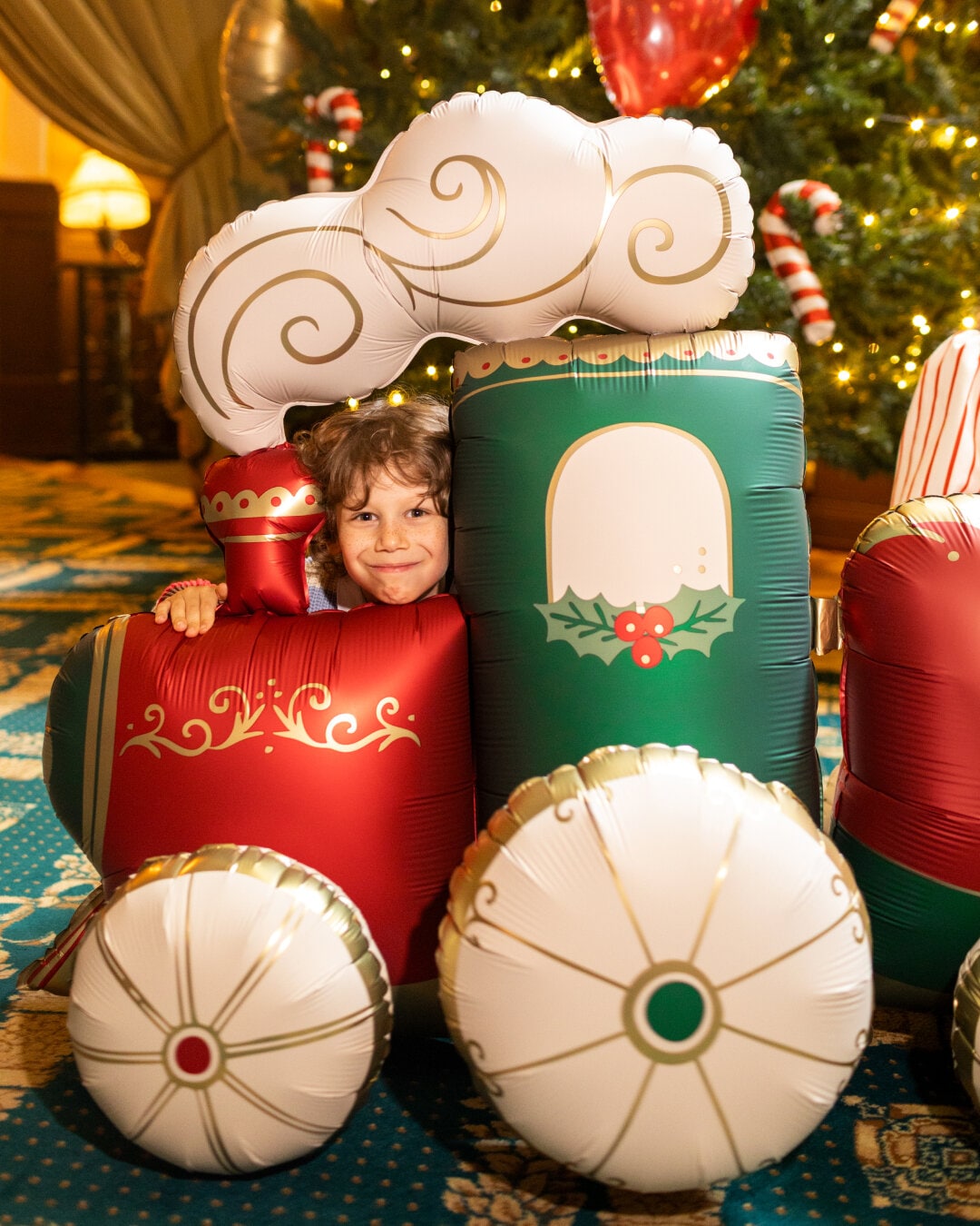 Ballondecoratie Kersttrein XXL 221 cm