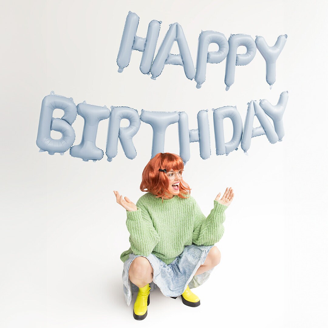 Ballonslinger Happy Birthday Lichtblauw 340 cm