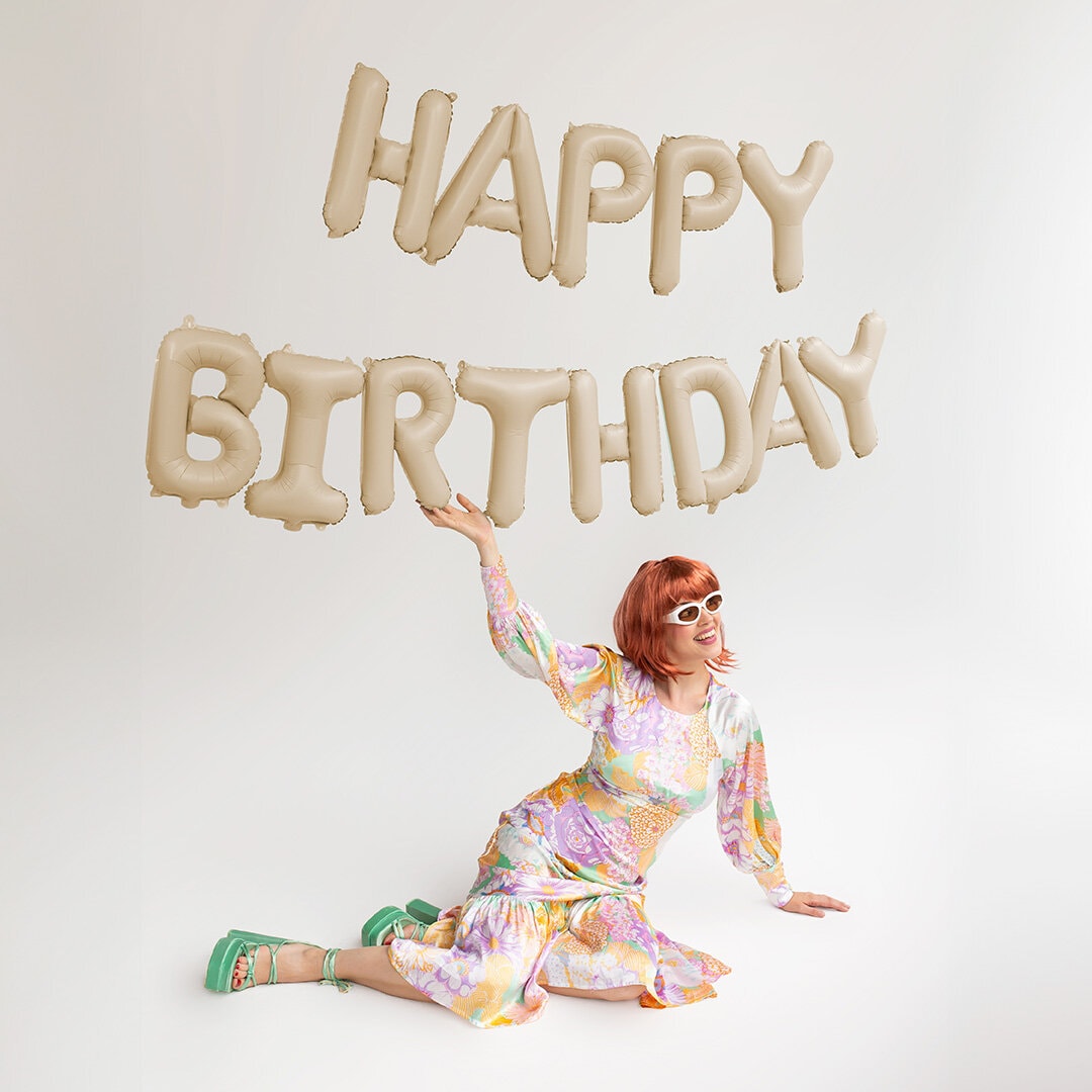 Ballonslinger Happy Birthday Beige 340 cm