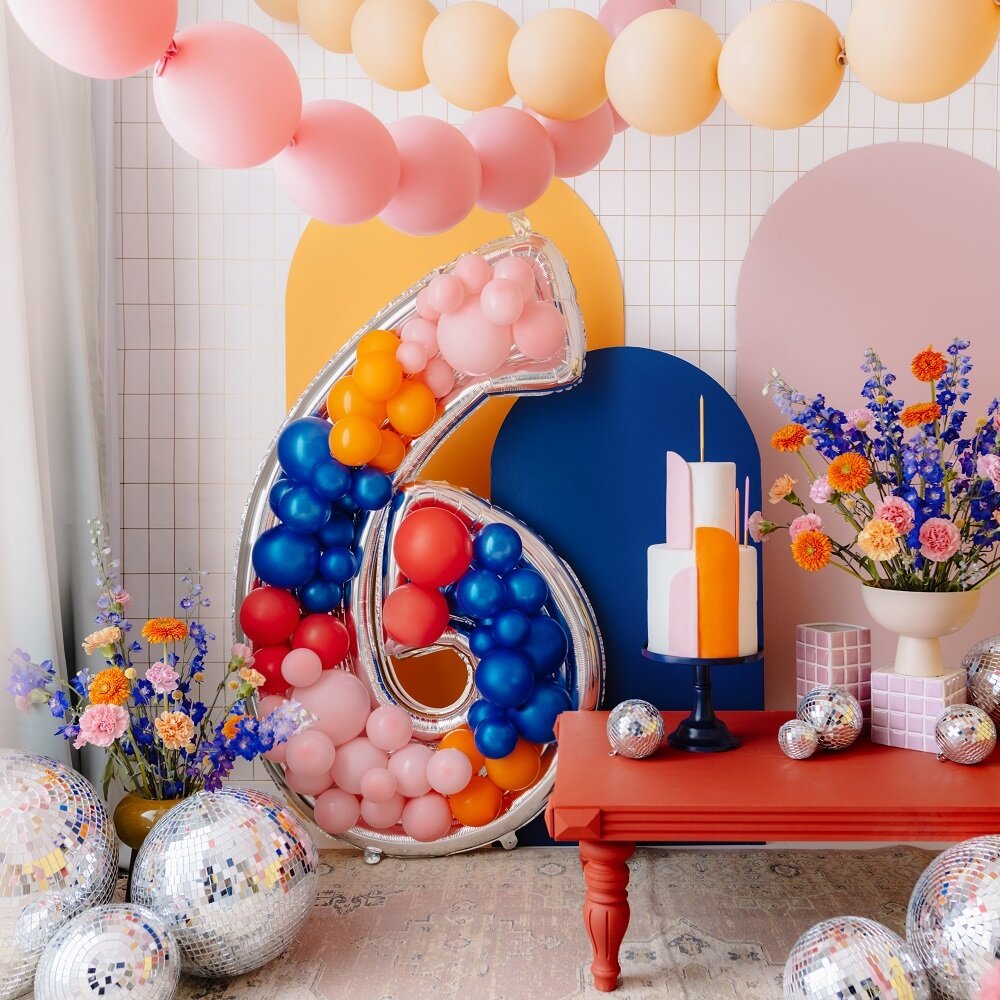 Ballonnenframe om te decoreren, 126 cm hoog, cijfer 6