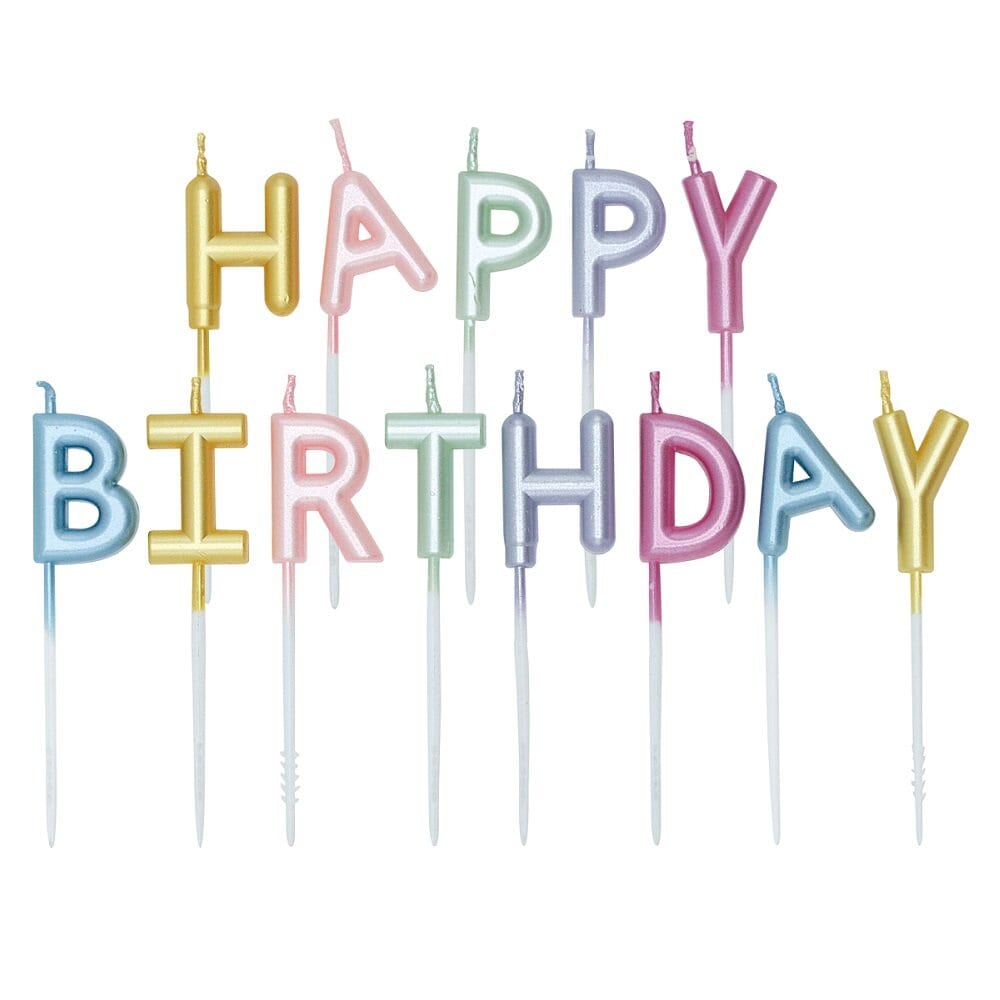 Taartkaars Happy Birthday Parelmoer