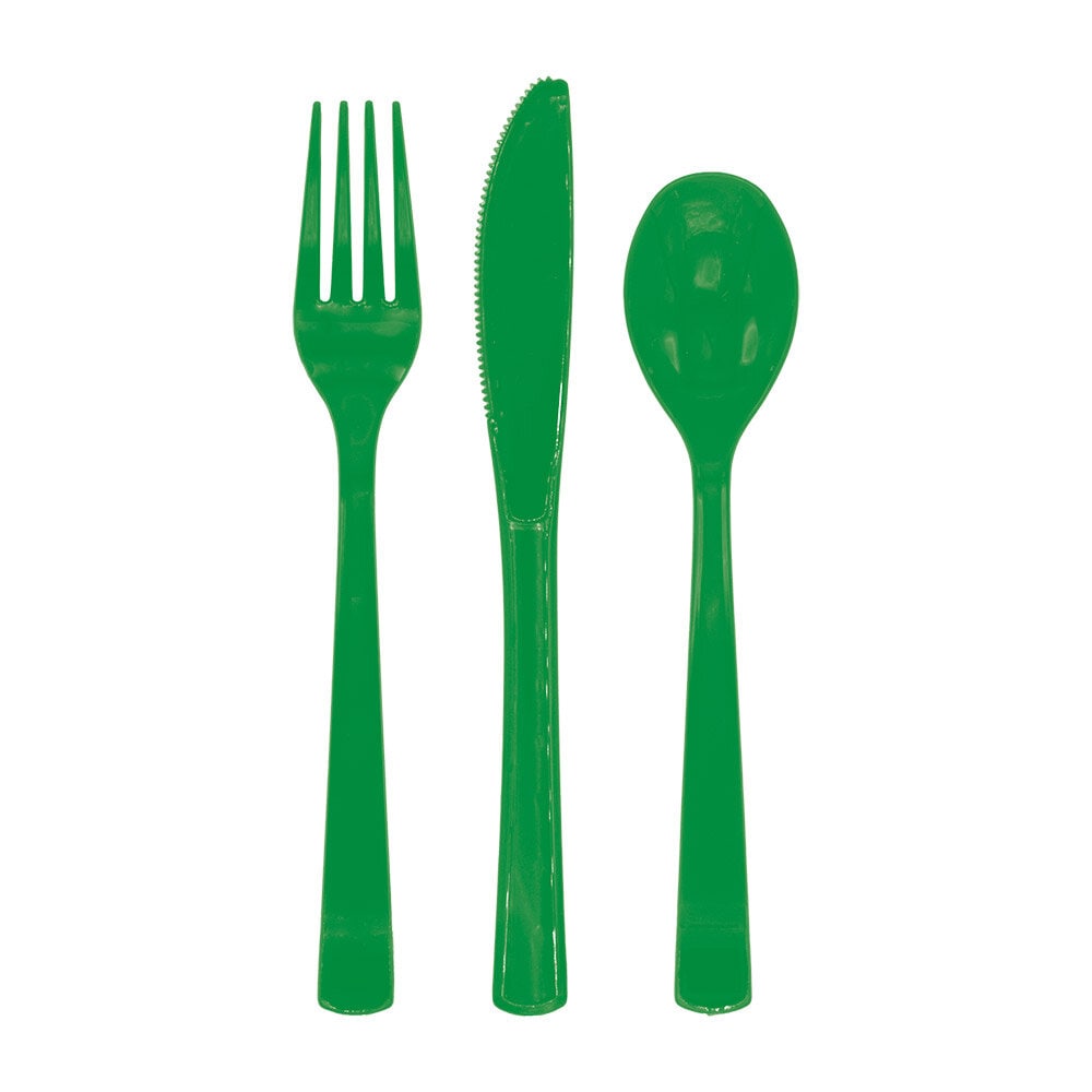 Plastic bestek donkergroen 18 stuks