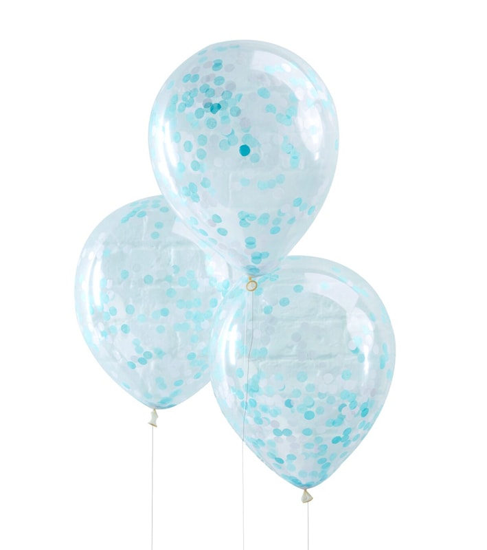 Ballonnen Blauwe Confetti 5 stuks