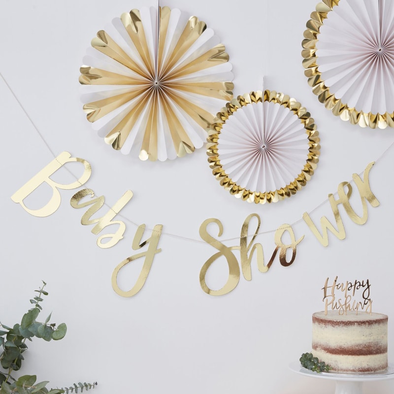 Slinger in goudfolie Babyshower