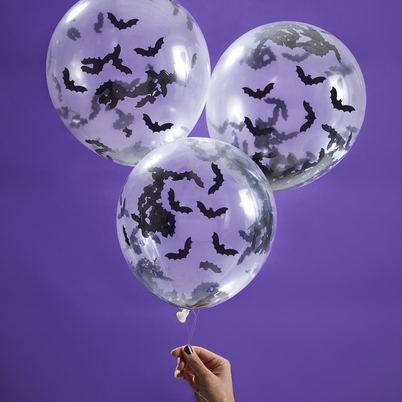 Ballonnen met vleermuis confetti 5 stuks