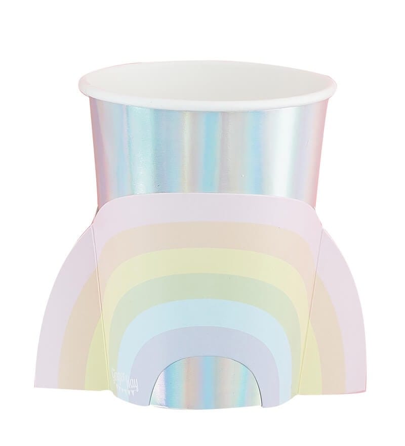 Pastel - Bekers met regenboog 8 stuks