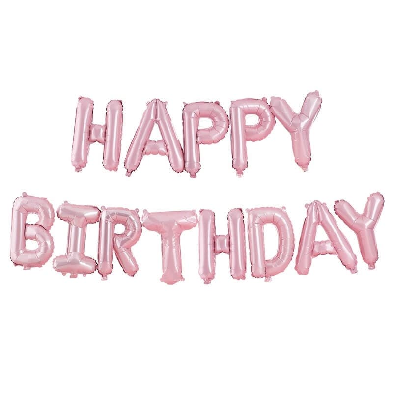 Ballonslinger - Happy Birthday Pastel roze
